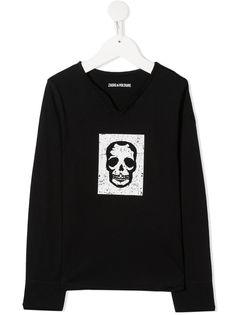 Zadig & Voltaire Kids футболка с длинными рукавами и декором Skull