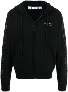 Off-White худи на молнии с диагональными полосками