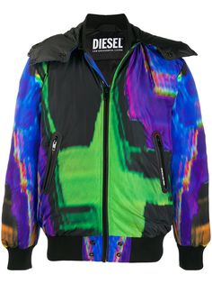 Diesel куртка с капюшоном и абстрактным принтом