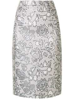 Andrew Gn парчовая юбка-карандаш с цветочным узором