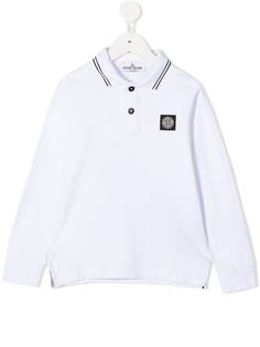 Stone Island Junior рубашка поло с длинными рукавами и нашивкой-логотипом