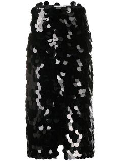AMI Paris юбка с пайетками и разрезом спереди
