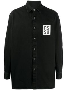 Raf Simons джинсовая рубашка на пуговицах с нашивкой-логотипом