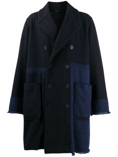 Maison Flaneur двубортное пальто с контрастными вставками