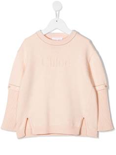 Chloé Kids джемпер с вышитым логотипом