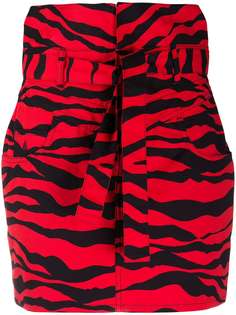 The Attico юбка миди с тигровым принтом