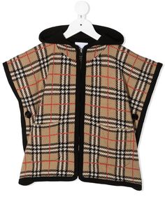 Burberry Kids кейп в клетку Vintage Check с капюшоном