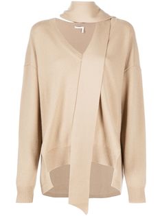 Chloé джемпер с шарфом и асимметричным подолом