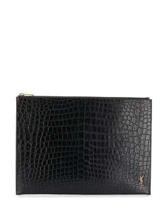 Saint Laurent клатч с тиснением под кожу крокодила