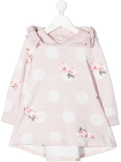Lapin House платье с цветочным принтом и капюшоном