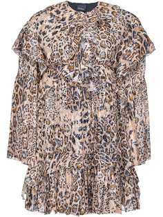 Pinko платье с оборками и леопардовым принтом