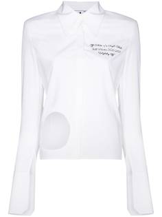 Off-White рубашка с вырезами и логотипом