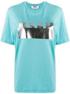 MSGM футболка с логотипом металлик
