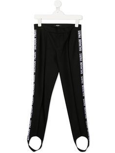Balmain Kids легинсы со штрипками и логотипом