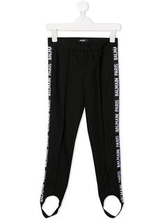 Balmain Kids легинсы со штрипками и логотипом