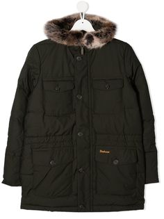 Barbour Kids пуховик с отделкой из искусственного меха