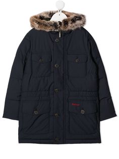 Barbour Kids пуховик с искусственным мехом