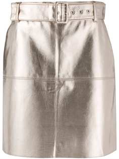 MSGM юбка мини с поясом и эффектом металлик