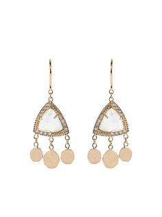 Jacquie Aiche серьги из розового золота с бриллиантами и лунным камнем