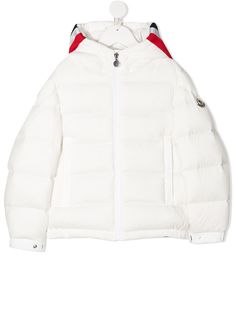 Moncler Kids пуховик с отделкой в полоску