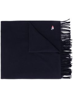 Maison Kitsuné шарф с нашивкой-логотипом и бахромой