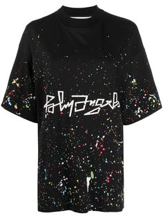 Palm Angels футболка с логотипом и эффектом разбрызганной краски