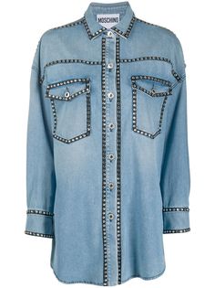 Moschino джинсовая рубашка с кристаллами