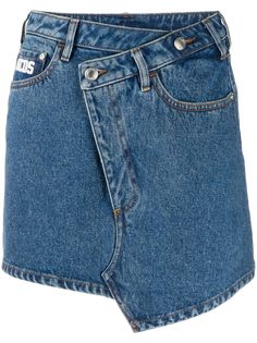 Gcds джинсовая юбка с вышитым логотипом