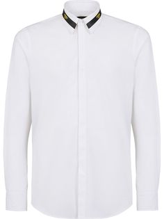 Fendi рубашка с воротником-стойкой и логотипом