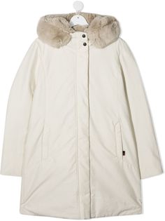 Woolrich Kids пальто с капюшоном и искусственным мехом