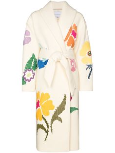 Mira Mikati пальто с цветочной вышивкой и поясом