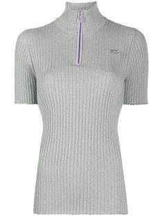 Courrèges топ в рубчик с воротником на молнии