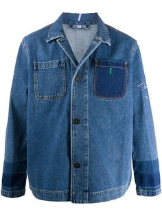 MCQ джинсовая рубашка в технике пэчворк с вышивкой