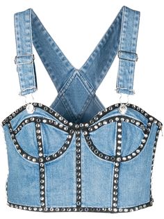 Moschino топ-бюстье из денима с кристаллами