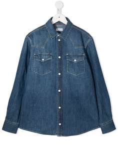 Brunello Cucinelli Kids джинсовая рубашка с длинными рукавами