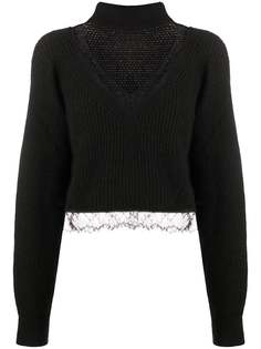Brognano джемпер в рубчик с кружевом