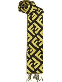 Fendi шарф с бахромой и монограммой