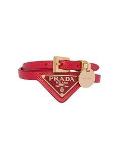 Prada браслет на два оборота с металлическим логотипом
