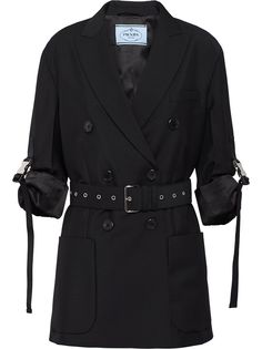 Prada двубортный блейзер с поясом