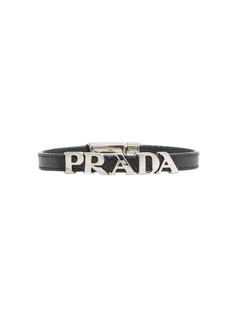 Prada браслет из сафьяновой кожи с логотипом