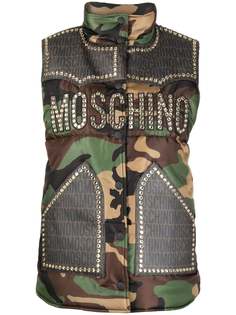 Moschino жилет с камуфляжным принтом и заклепками