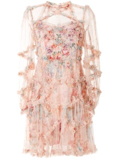 Needle & Thread платье мини с цветочным принтом и оборками