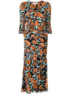 DVF Diane von Furstenberg платье миди с принтом и сборками