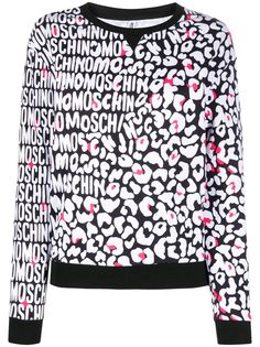 Moschino футболка с логотипом и леопардовым принтом