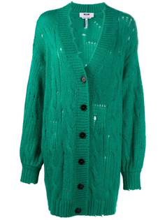 MSGM длинный кардиган с эффектом потертости