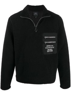 Armani Exchange флисовая толстовка с высоким воротником