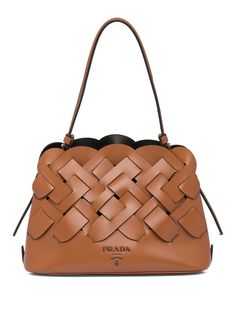Prada большая сумка на плечо с плетеным узором