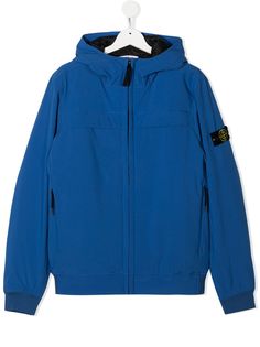 Stone Island Junior куртка с капюшоном и нашивкой-логотипом