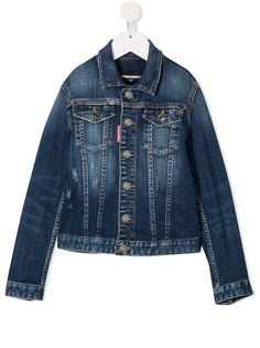 Dsquared2 Kids джинсовая куртка с эффектом потертости