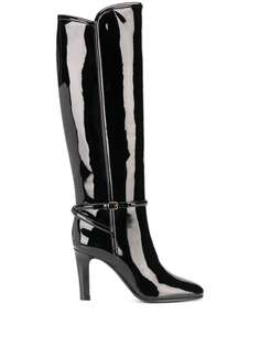 Saint Laurent лакированные сапоги с квадратным носком
